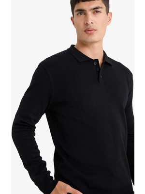 DeFacto Standart Fit Polo Yaka Düğmeli Triko Kazak B9713AX25AU