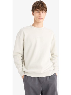 DeFacto Boxy Fit Bisiklet Yaka İçi Yumuşak Tüylü Baskılı Sweatshirt X8282AZ25AU