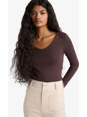 DeFacto Slim Fit Basic Düz Modal Uzun Kollu Tişört F7153AX25AU