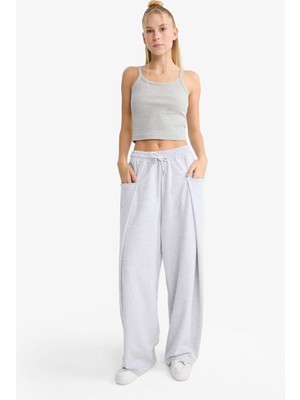 DeFacto Barrel Fit Beli Bağcıklı Geniş Paça Eşofman Altı F8745AX25AU