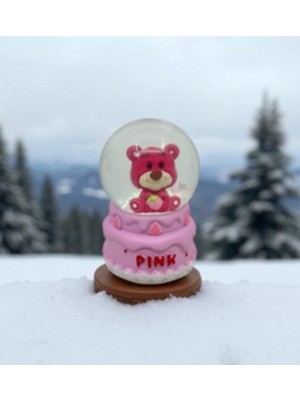 Pembe Ayıcık Temalı Küre, 7 cm Mini Dekoratif ve Şık Hediye Seçeneği
