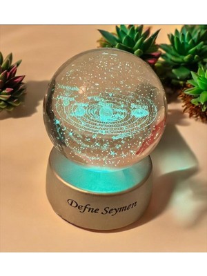 Renk Değiştiren LED Işıklı Cam Küre Gezegen Lamba Kişiye Özel