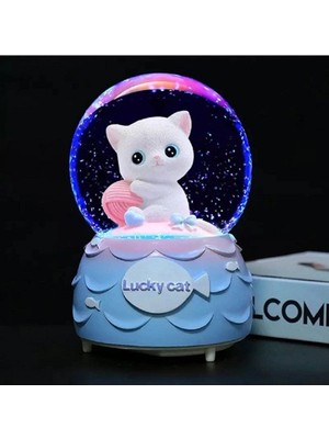 Işıklı ve Müzikli Büyük Boy Kedi Figürü, Renkli Püskürtme Özellikli Eğlence Ürünü