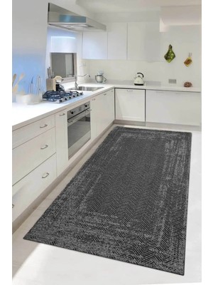 Decomia Home Dijital Kaymaz Yıkanabilir Sisal Jüt Görünümlü Gri Mutfak Halısı Salon Halısı Yolluk Mutfak Dekor DC-5107