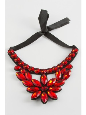 Ahes Shopping Çiçek Taşlı Yaka Kolye