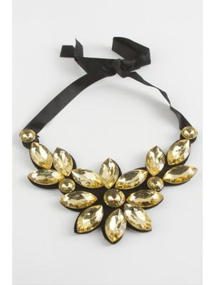 Ahes Shopping Çiçek Taşlı Yaka Kolye