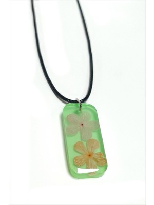 Ahes Shopping Kartopu Çiçeği Dikdörtgen Epoksi Kolye