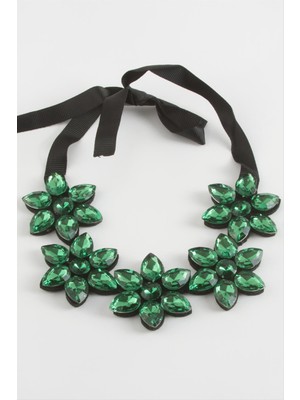 Ahes Shopping Çiçek Taşlı Yaka Kolye