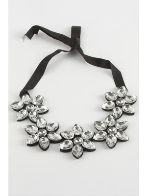 Ahes Shopping Çiçek Taşlı Yaka Kolye