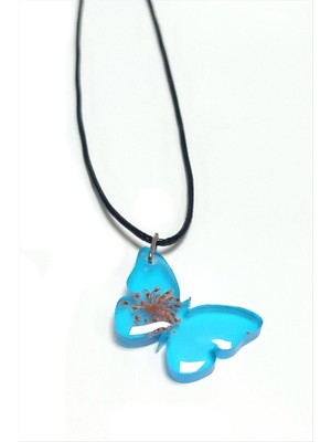 Ahes Shopping Sultanotu Çiçeği Kelebek Epoksi Kolye