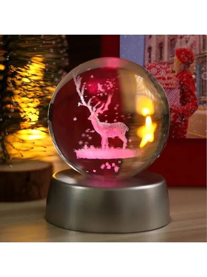 Şık Ayaklı Geyik Tasarımlı 3D Cam Küre, Ev ve Ofis Dekoru