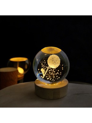 Kristal Astronot Kar Küresi Ahşap Standlı, Şık ve Dekoratif Ev Aksesuarı