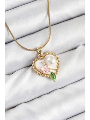 Sanatsal Portre Model Gold Renk Kadın Kolye - EBJ250816W37498