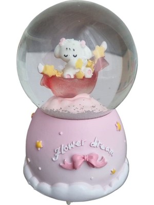 Işıklı ve Müzikli Kar Küresi, Pembe Renk Seçeneği ile Dekoratif Güzellik