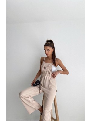 Eycawear 7023 Askılı Bahçıvan Tulum - Bej