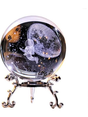 Şık Metal Ayaklı 3D Astronot Cam Küre 6cm, Dekoratif ve Modern Tasarım