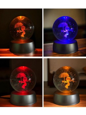 Renkli LED Işıklı Kristal Cam Küre, Sıcak Atmosfer Yaratıcı Dekorasyon Hediye