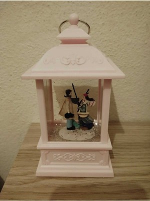 Pembe Işıklandırmalı Büyük Boy Kış Masalı Fener Lamba