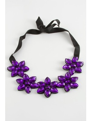 Ahes Shopping Çiçek Taşlı Yaka Kolye