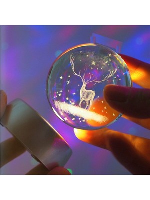 Renkli LED Işıklı Kristal Cam Küre, Dekoratif ve Özel Hediye