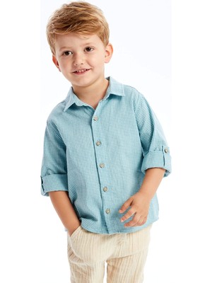 Lcw Kids Mavi Uzun Kollu Çizgili Erkek Bebek Gömlek