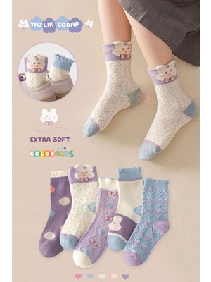 5 Çift Kız Çocuk Tavşan Desenli Çorap Seti