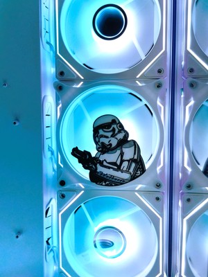 Stormtrooper Beyaz Çerçeveli 120X120 mm Oyun Pc Aksesuarı, Masaüstü Bilgisayar Fan Kapağı Gaming