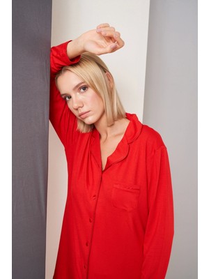 Pjs 26028  Bayan Önden Düğmeli Pijama Takımı