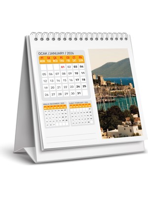 Naturel Basım 2026 Türkiye Manzara Masa Takvimi 12 Sayfa 16x15 cm Standart Renkli
