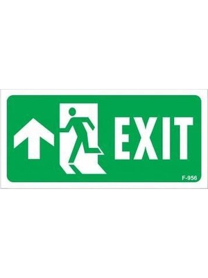 Exit Yukarı Sol Ok Işaretli Uyarı Levhası 17,5X25 KOD:956
