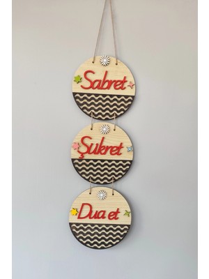 Sabret Şükret Dua Et Mdf Kapı Süsü - Akçaağaç