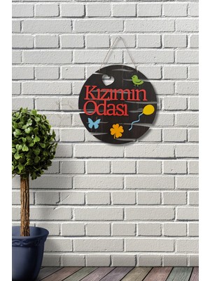 Kızımın Odası Yazılı Lazer Kesim Mdf Kapı Süsü - Rebap