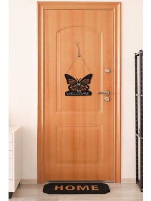 Kapınızda Sıcak Bir Karşılama – Wolcome Yazılı Lazer Kesim Mdf Kapı Süsü - Rebap