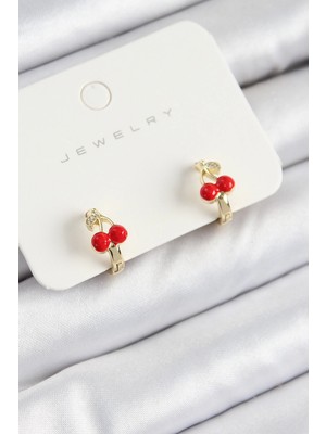 Bfs Pirinç Kiraz Model Gold Renk Çocuk Küpe