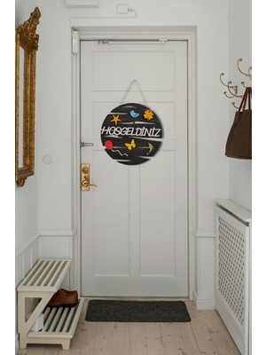 Kapınızda Sıcak Bir Karşılama – Hoşgeldiniz Yazılı Lazer Kesim Mdf Kapı Süsü - Rebap