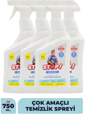 Stop Forte Sıvı Leke Çıkarıcı 750 ml Çok Amaçlı Temizlik İçin Etkili Formül 4 Adet