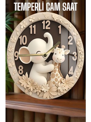 Sevimliliğin Zaman Hali! 3D Görünümlü Temperli Cam Saat – 33 cm CSDW191