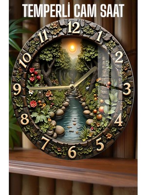 Modern ve Dayanıklı Tasarım 3D Görünümlü Temperli Cam Saat – 33 cm CSDW082
