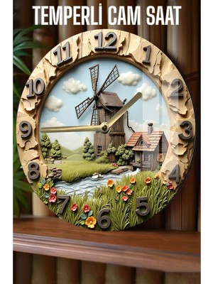 Modern & Şık Sanat! 3D Görünümlü Temperli Cam Saat – 33 cm CSDW266