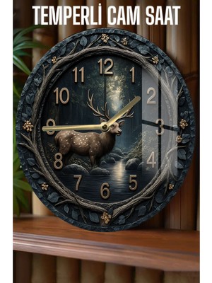 Doğanın Zarafetini Evinize Taşıyın! 3D Görünümlü Temperli Cam Saat – 33 cm CSDW182