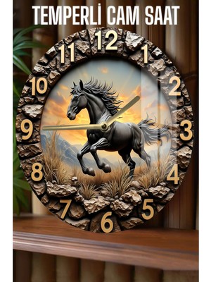 Evinize Şıklık Katacak 3D Görünümlü Temperli Cam Saat – 33 cm CSDW194