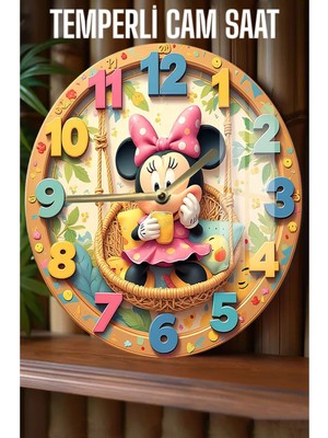 Neşeli ve Renkli Tasarım 3D Görünümlü Temperli Cam Saat – 33 cm CSDW113