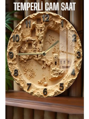 Toprak Evler Tasarımlı 3D Görünümlü Temperli Cam Saat – 33 cm CSDW081