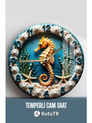 Deniz Esintili Temperli Cam Saat – 33 cm CSDW341