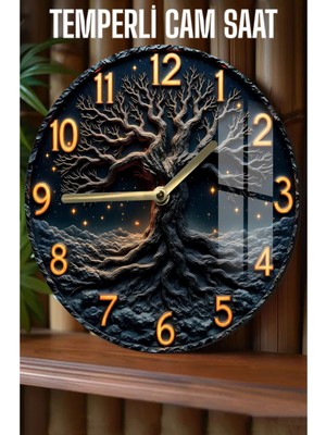 Şık ve Dayanıklı Tasarım! 3D Görünümlü Temperli Cam Saat – 33 cm CSDW288