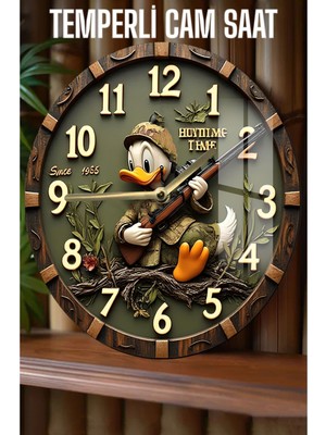 Donald Duck Av Temalı 3D Görünümlü Temperli Cam Saat – 33 cm CSDW199