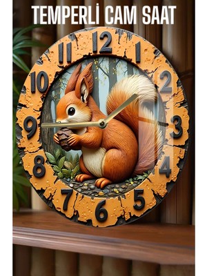 Sevimli Orman Dostunuz Evinizde! 3D Görünümlü Temperli Cam Saat – 33 cm CSDW111