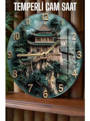 Doğu Esintili 3D Görünümlü Temperli Cam Saat – 33 cm CSDW032