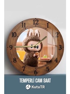 Sevimli Tavşan Figürlü 3D Görünümlü Temperli Cam Saat – 33 cm CSDW343