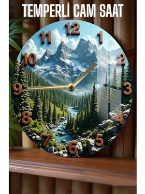 Doğanın Zarafeti Evinizde! 3D Görünümlü Temperli Cam Saat – 33 cm CSDW272